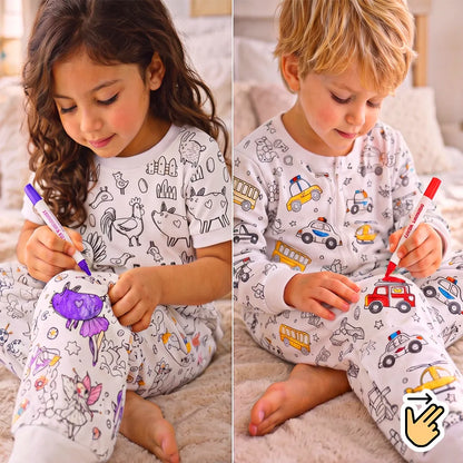 Set de Pijamas Coloreables con marcadores 🎨