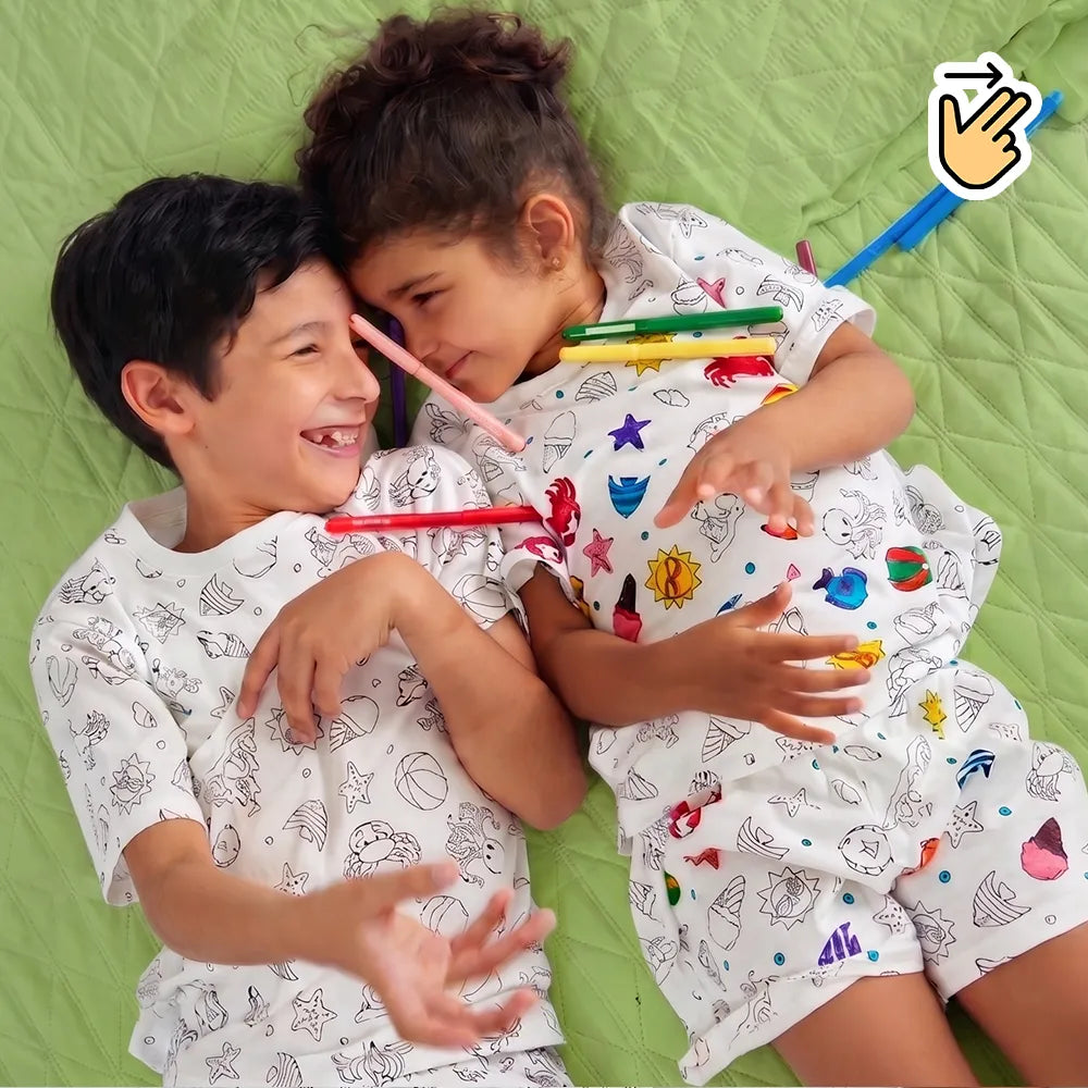 Set de Pijamas Coloreables con marcadores 🎨