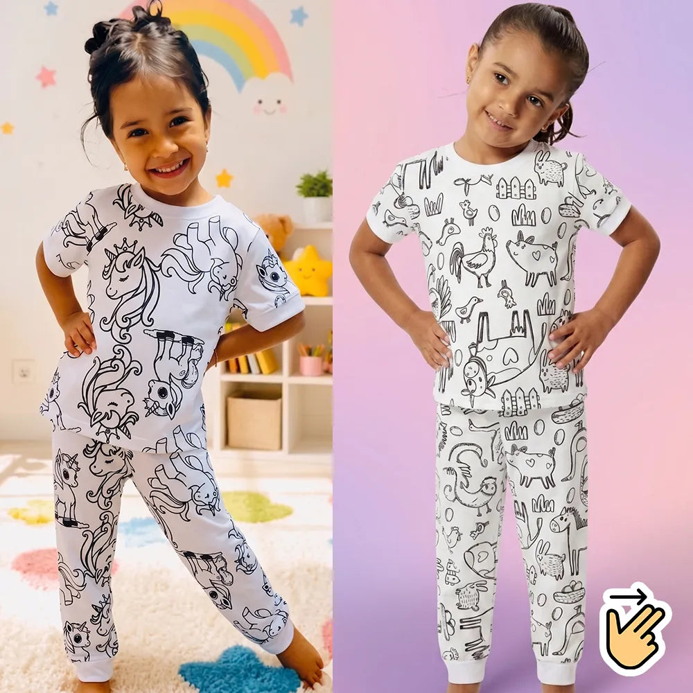 Set de Pijamas Coloreables con marcadores 🎨